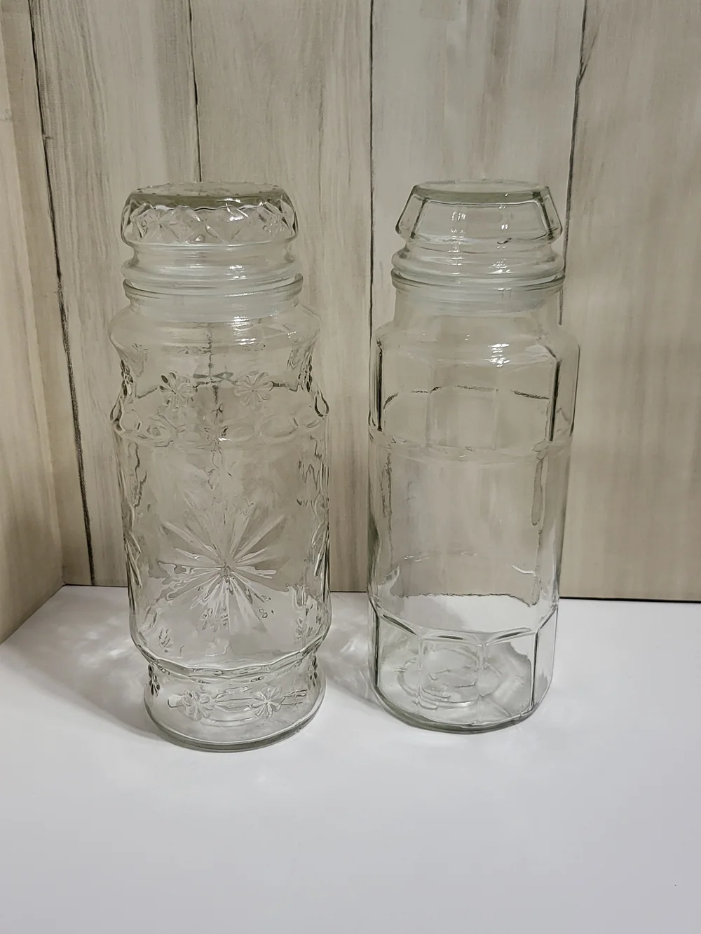 Anchor Hocking Planters Peanut Jars. Clear Glass Storage Jars with Lids